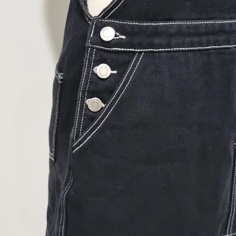 Used denim, black pinafore, size 14 with pockets, 90s style. - Picture 2 of 9
